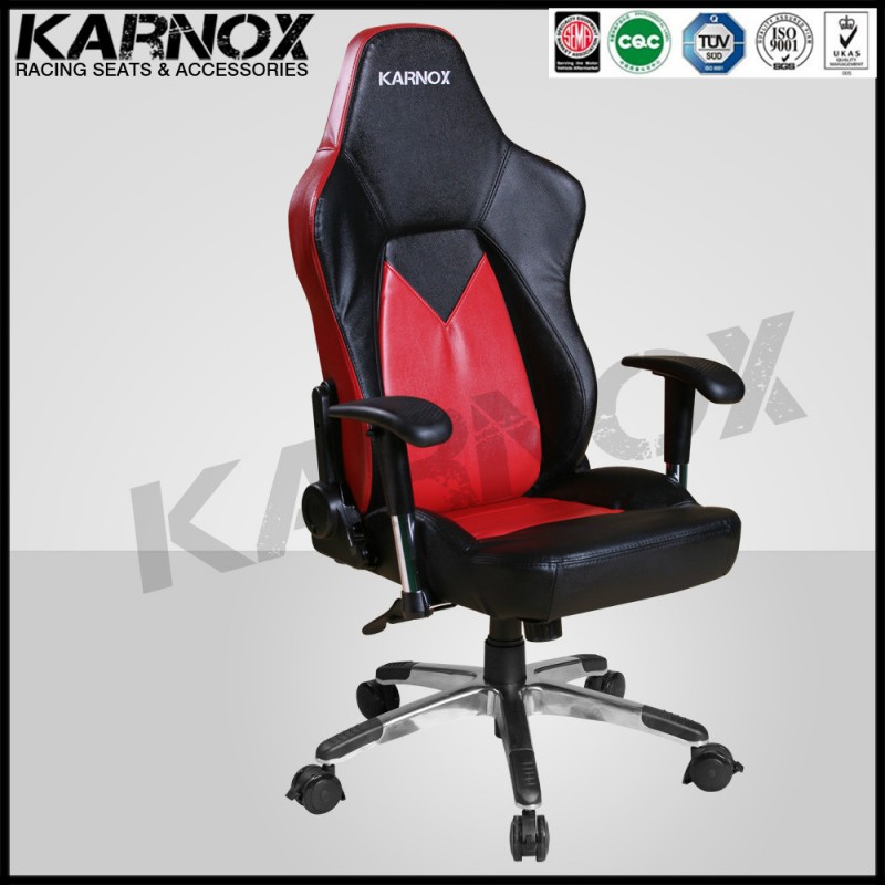 赤と黒karnoxディレクターチェアマイクロファイバーレザー-金属製椅子問屋・仕入れ・卸・卸売り