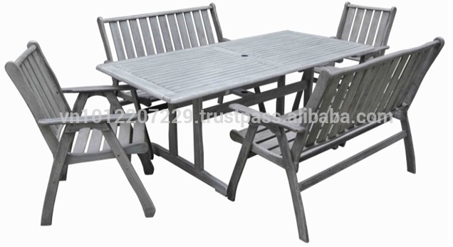 Meranti屋外/ ガーデン家具セット の テーブル +椅子& ベンチ-問屋・仕入れ・卸・卸売り