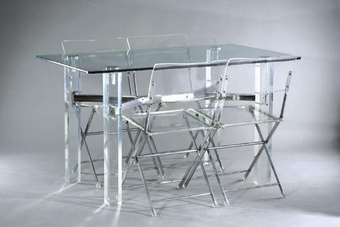 エコ- フレンドリーな高品質の明確なプレキシガラスのダイニングテーブルとチェア折りたたみ-食卓問屋・仕入れ・卸・卸売り