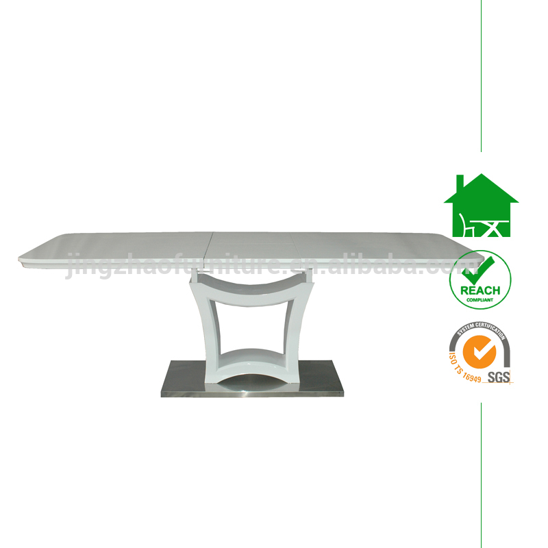現代的な新しいデザインdt-2085ハイグロス白拡張ダイニングテーブル-木製テーブル問屋・仕入れ・卸・卸売り