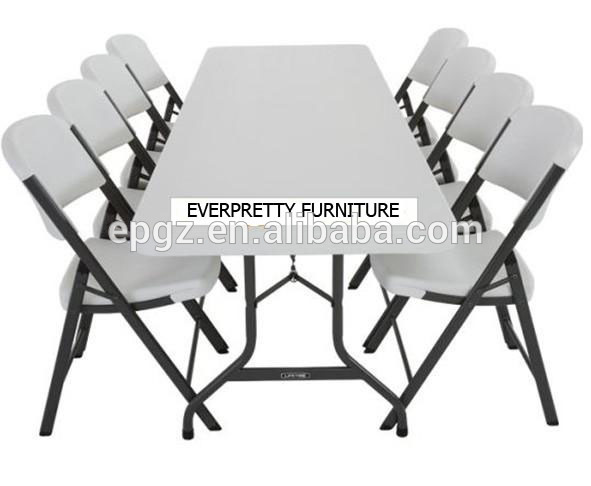 ホワイトカラーのプラスチック製の折り畳み式のダイニングテーブルトップスチールフレーム-折り畳み式テーブル問屋・仕入れ・卸・卸売り