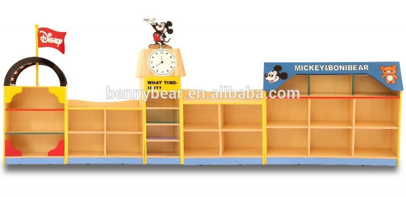 の幼稚園の家具木製ミッキーデザインの収納キャビネット-子供用キャビネット問屋・仕入れ・卸・卸売り