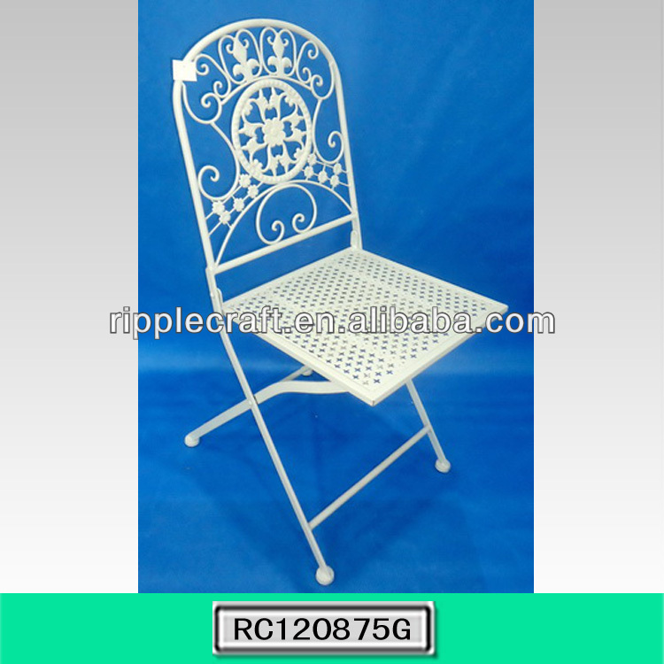 白い四角メッシュトップアンティークの金属の折りたたみ椅子-金属製椅子問屋・仕入れ・卸・卸売り