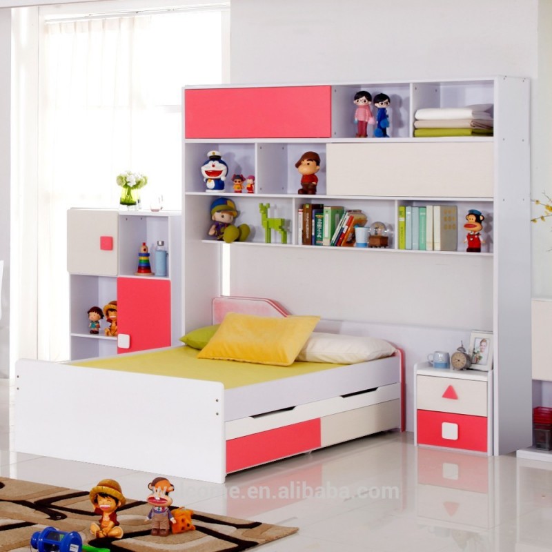 Modren派閥bunkbed子供トリプルベッドで本棚モデルw03-子供用ベッド問屋・仕入れ・卸・卸売り