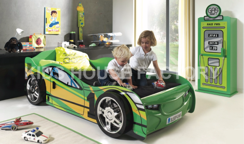 エコ- 緑のレーシングカーのベッド、 e1/p2mdfカーベッド、 子供のベッド-子供用ベッド問屋・仕入れ・卸・卸売り