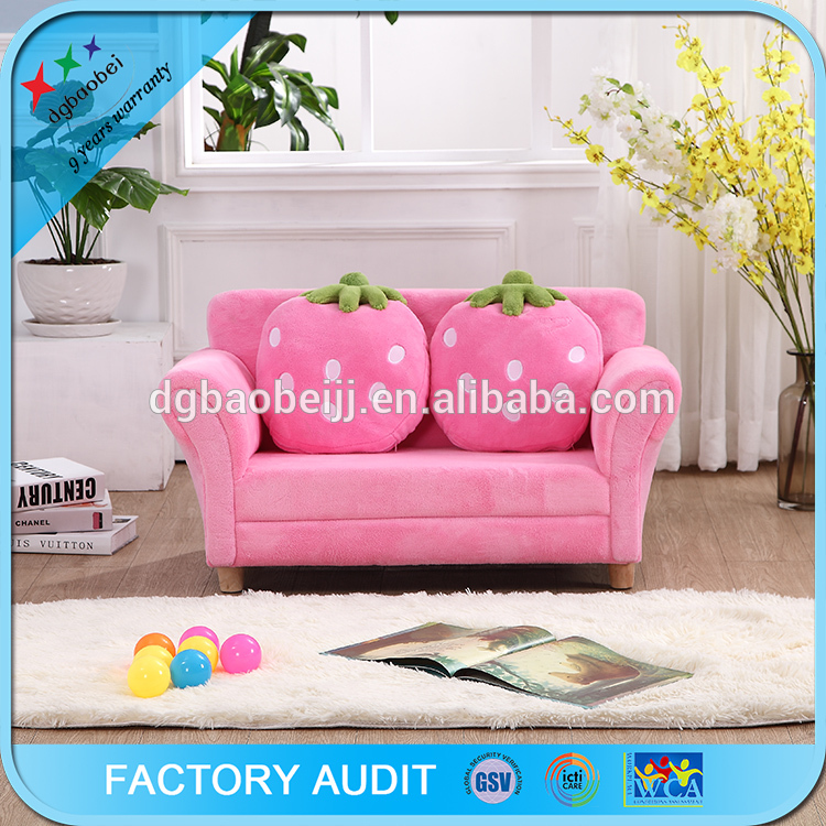 2016熱い販売子供家具ピンク2シートソファでイチゴ枕-子供用ソファー問屋・仕入れ・卸・卸売り