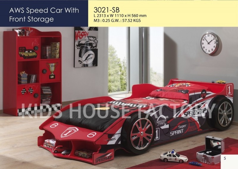 赤いレーシングカーフロント収納付きベッド、 aws速度が付いている車のフロントストレージ-子供用ベッド問屋・仕入れ・卸・卸売り