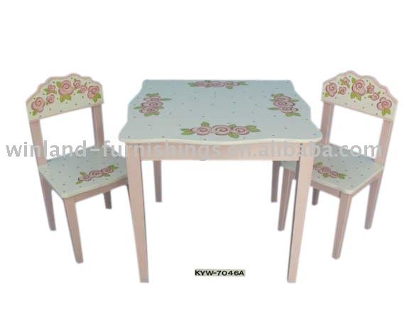 アンティークバラの子どもたち木製学習テーブルと椅子-子供用テーブル問屋・仕入れ・卸・卸売り