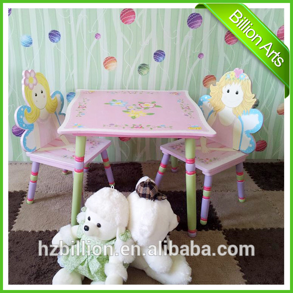新しいデザインピンク木製子供家具テーブルと椅子2脚を漫画テーブルを再生するための大きな家具のたくさんの子供たち-子供用家具セット問屋・仕入れ・卸・卸売り