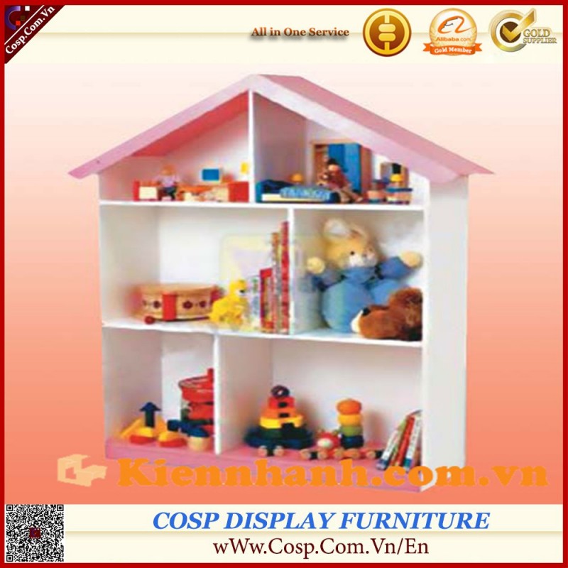 Wooddenおもちゃ収納棚/幼稚園家具でハウス形状-子供用家具セット問屋・仕入れ・卸・卸売り