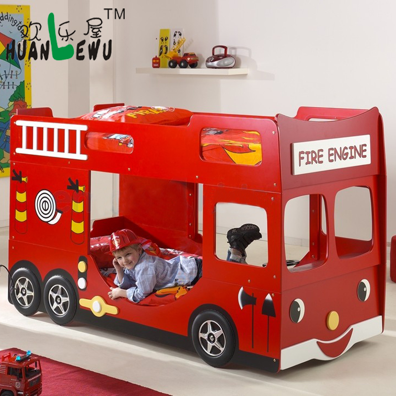 子供消防車二段ベッドe1 mdfボード素敵な車の形状ベッド子供ベッドルーム家具-子供用家具セット問屋・仕入れ・卸・卸売り