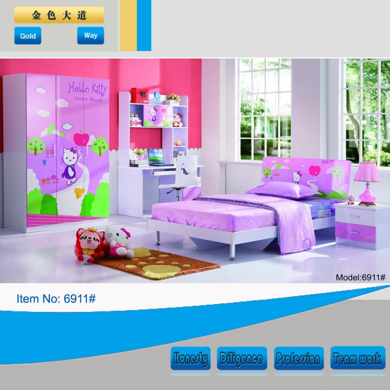 フルサイズの子供のベッド6911服付きキャビネット-子供用家具セット問屋・仕入れ・卸・卸売り