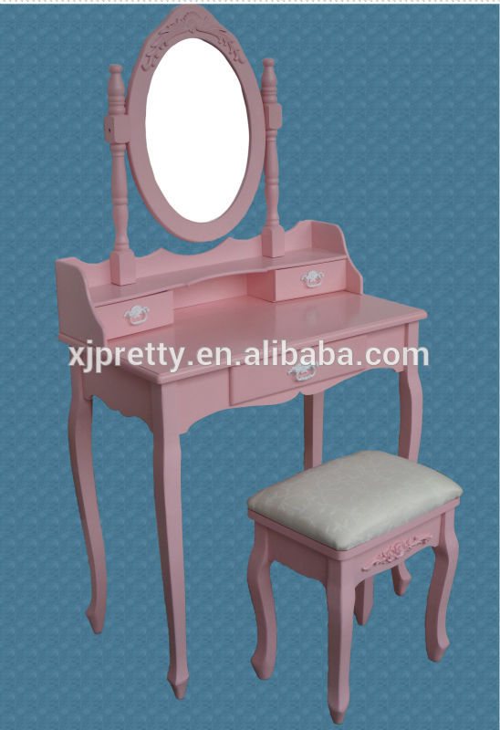 きれいなピンクの色のドレッシングテーブルスツール付き/美しい木製小家具-ドレッサー問屋・仕入れ・卸・卸売り