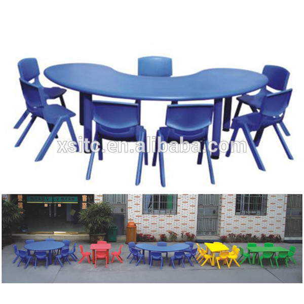 ムーン形状子供スクール家具幼稚園デスク&チェア-子供用テーブル問屋・仕入れ・卸・卸売り