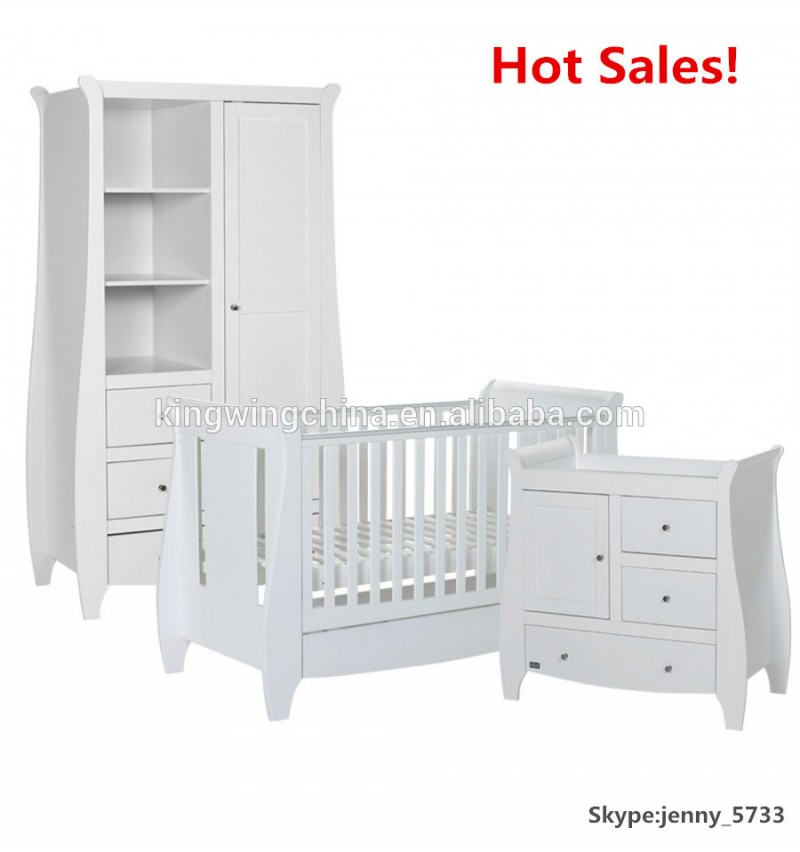 子供3ピース白寝室の家具セット( ベビーベッド/変更テーブル/ワードローブ)-寝室用セット問屋・仕入れ・卸・卸売り