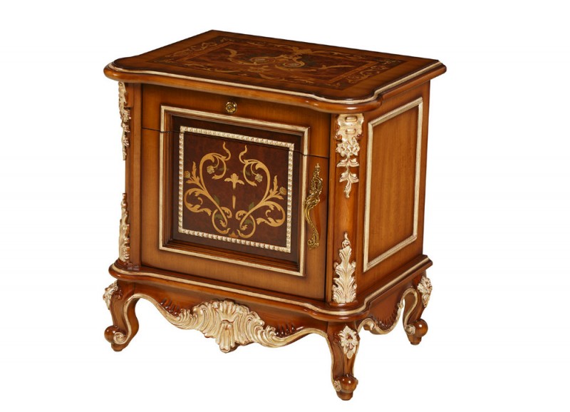 古典的なヨーロッパスタイルの木製の四角いcolor5757-305-2茶色でナイトテーブル-サイドテーブル問屋・仕入れ・卸・卸売り