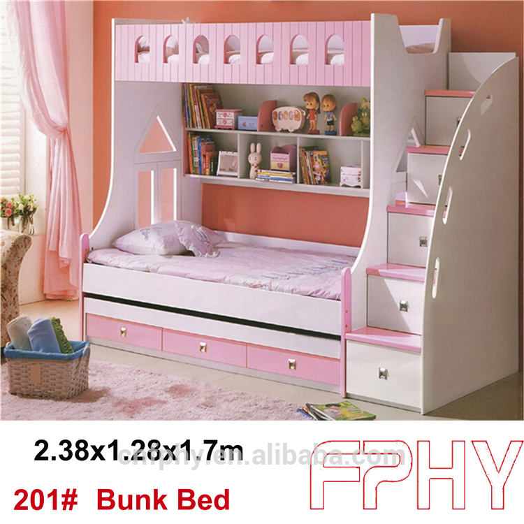 2016熱い販売fphy現代の子供の寝室の家具ピンクブルーレッド木製子供二段ベッド-ベッド問屋・仕入れ・卸・卸売り