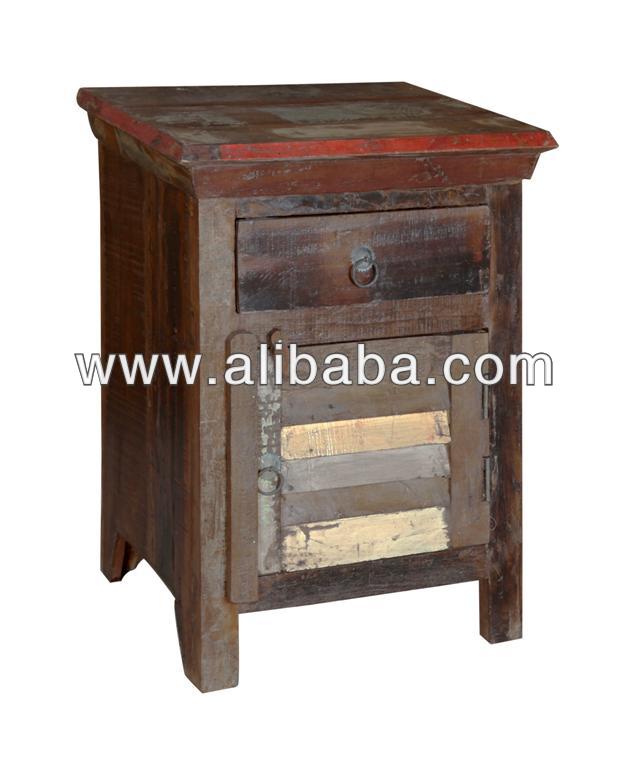 リサイクル木材カラーful古い仕上げのベッドサイド-サイドテーブル問屋・仕入れ・卸・卸売り