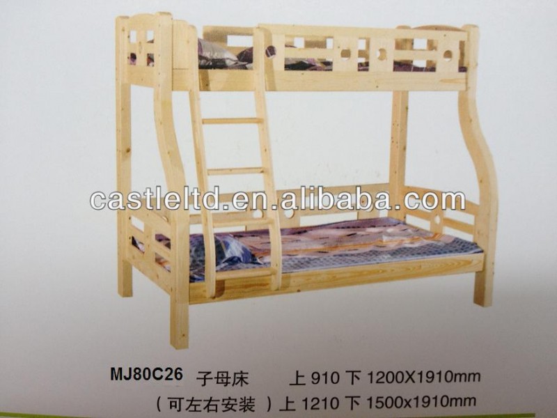 子供の二段フィンランドパインベッド、 固体松林ツインベッドはしご付き-寝室用セット問屋・仕入れ・卸・卸売り
