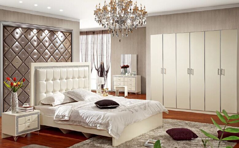 スタイリッシュ高光沢白いmdfのベッドルームセット販売のための現代的な-寝室用セット問屋・仕入れ・卸・卸売り