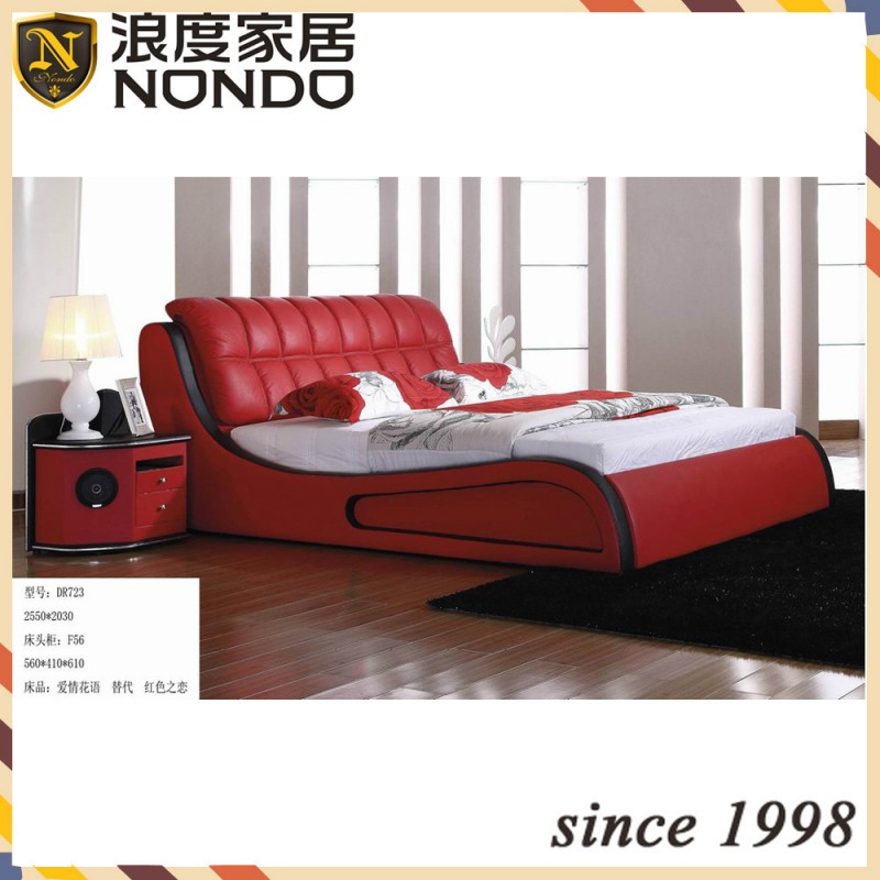 近代的なアメリカンスタイルのファッションのベッドルームセット赤でdr723ソフトレザーベッド-ベッド問屋・仕入れ・卸・卸売り