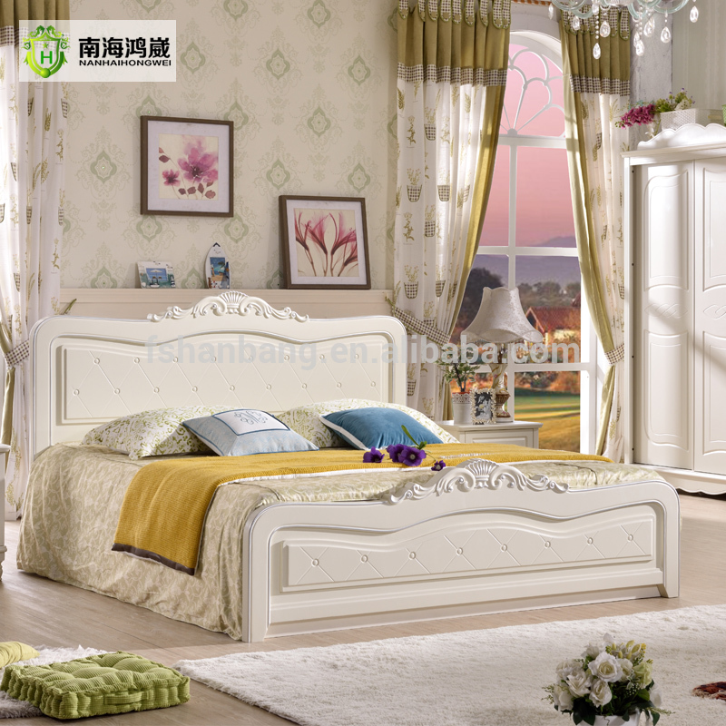 高品質の卸売ホームファニシング株式ホワイト完成したシンプルなデザインの木製ダブルボックスベッド-寝室用セット問屋・仕入れ・卸・卸売り