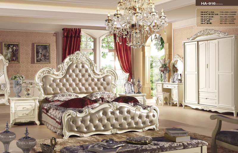古典的なキングサイズのベッドルームセットjhy916/家具ヨーロッパの革のベッド/alibabaのイタリアの手彫刻が施された木製ベッドルーム家具-寝室用セット問屋・仕入れ・卸・卸売り