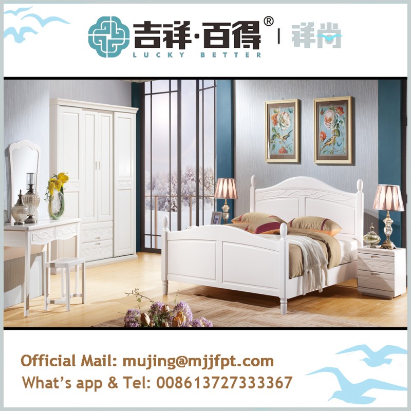 シンプルな木製の寝室の家具白ダブルベッドデザイン3105-寝室用セット問屋・仕入れ・卸・卸売り
