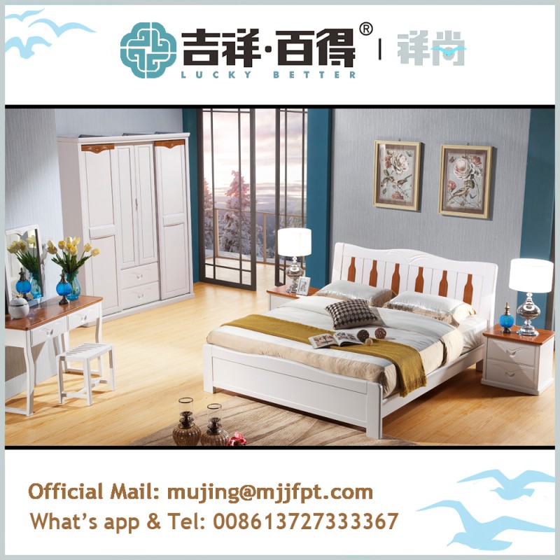 シンプルな木製の寝室の家具白ダブルベッドデザイン3109-寝室用セット問屋・仕入れ・卸・卸売り