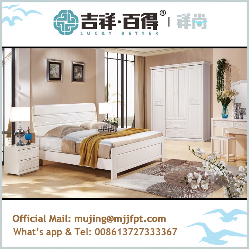 シンプルな木製の寝室の家具白ダブルベッドデザイン3103-寝室用セット問屋・仕入れ・卸・卸売り