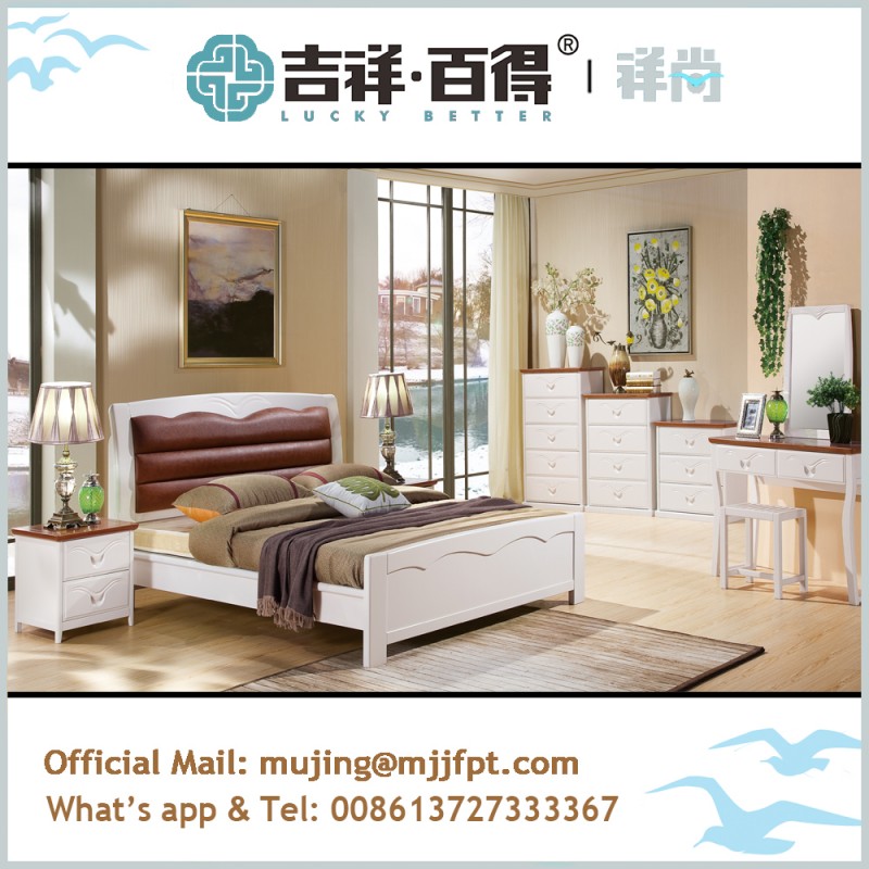 シンプルな木製の寝室の家具白ダブルベッドデザイン3108-寝室用セット問屋・仕入れ・卸・卸売り