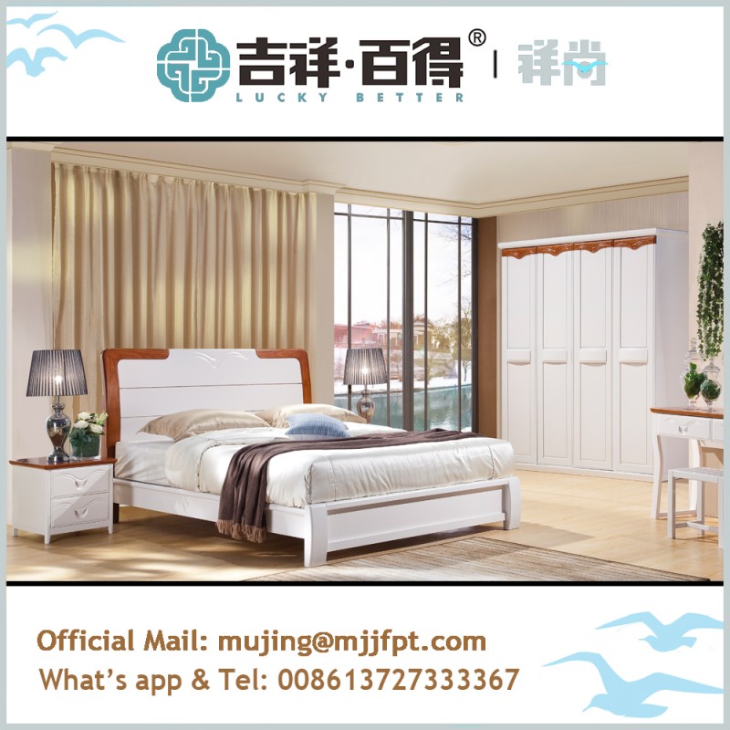 シンプルな木製の寝室の家具白ダブルベッドデザイン3110-寝室用セット問屋・仕入れ・卸・卸売り