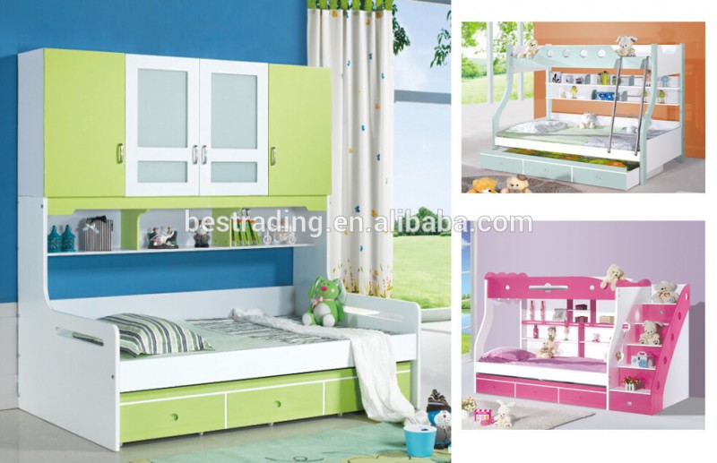 2015新たに- 設計されたmdfボード本棚と安い現代の子供のベッド-寝室用セット問屋・仕入れ・卸・卸売り