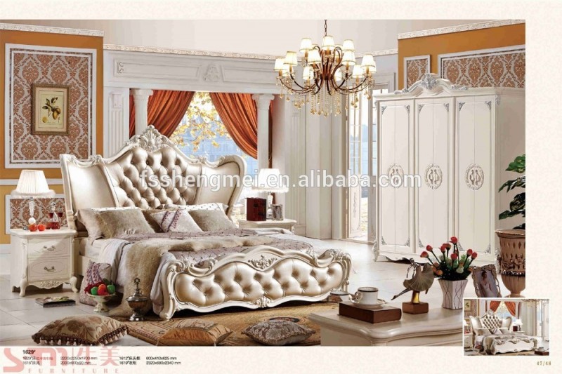 高級アンティーク白色固体木製ベッドハイバックで-寝室用セット問屋・仕入れ・卸・卸売り