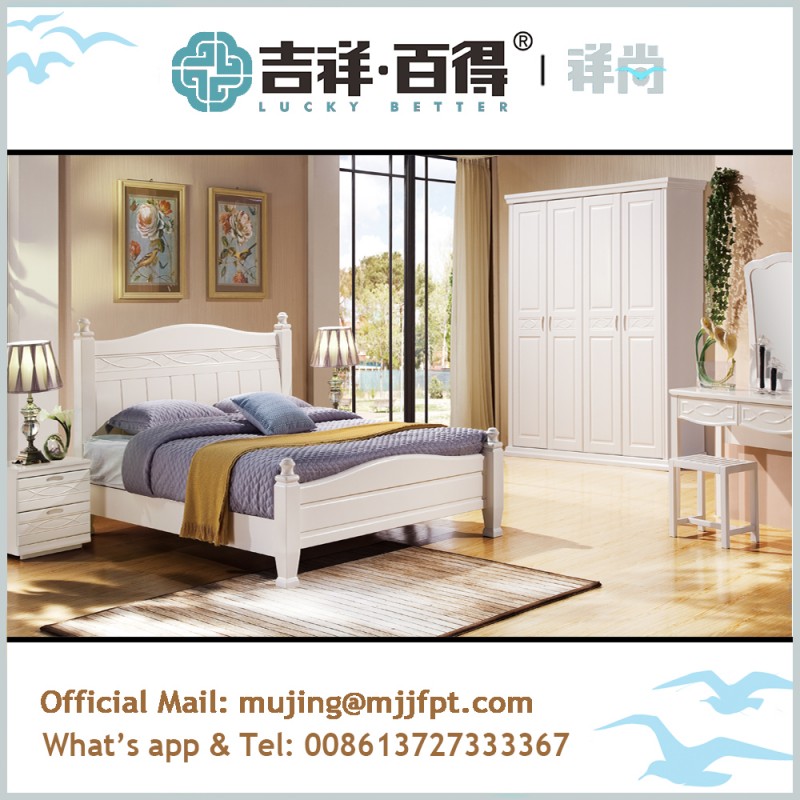 シンプルな木製の寝室の家具白ダブルベッドデザイン3101-寝室用セット問屋・仕入れ・卸・卸売り
