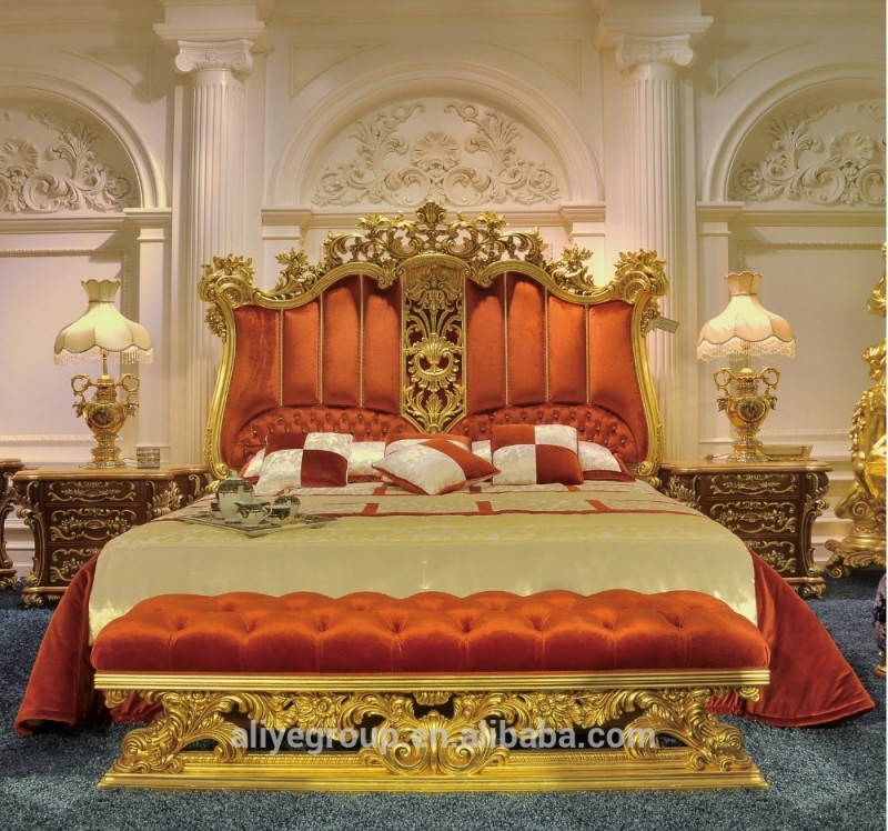 ART23101-高級寝室furnitureroyal寝室セット、イタリアの高級スタイルウェディング家具24 kゴールドメッキ-寝室用セット問屋・仕入れ・卸・卸売り
