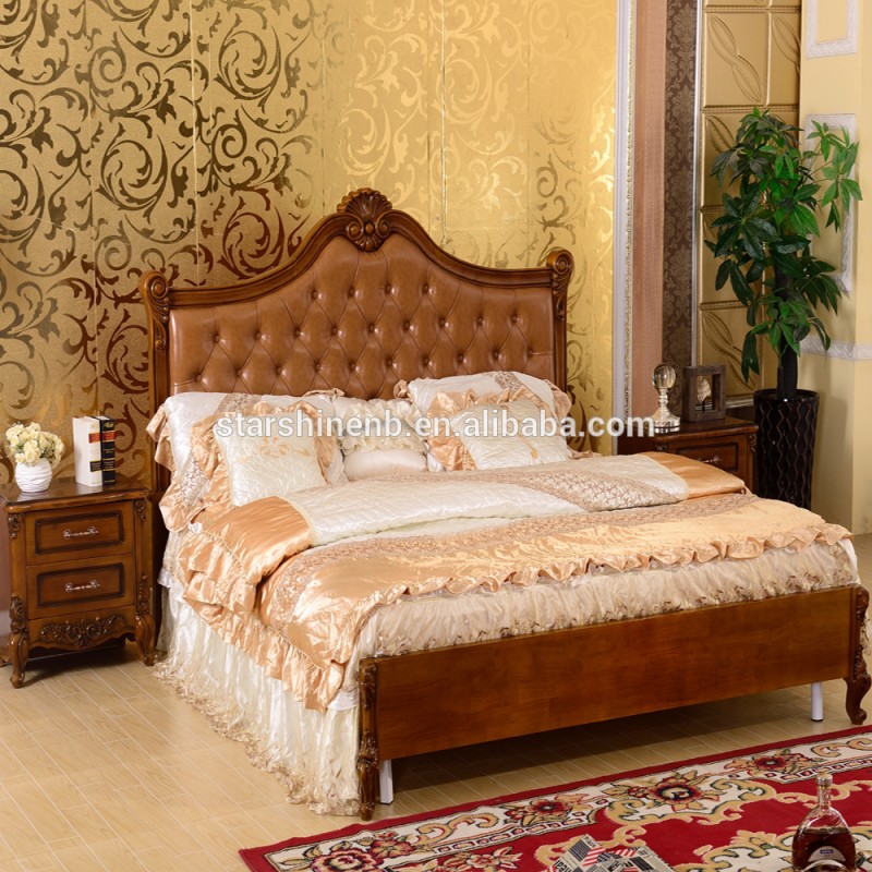 ダブルサイズフルサイズベッド革固体木製ベッド睡眠よく-ベッド問屋・仕入れ・卸・卸売り