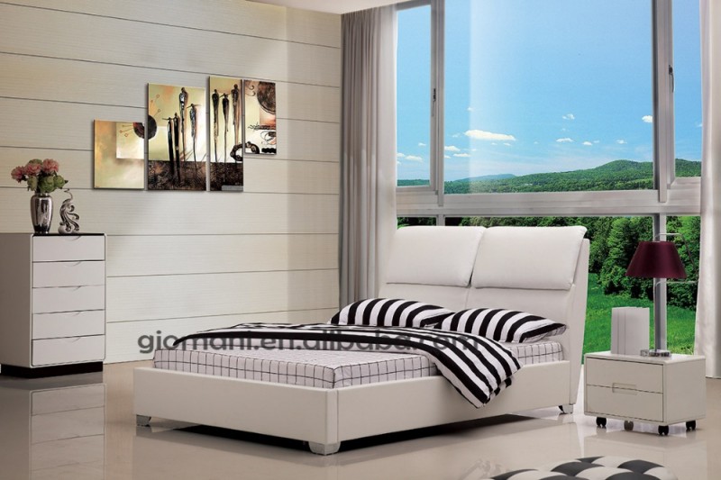 合成皮革ハイバックデザイナーベッド調節可能なベッドで白-ベッド問屋・仕入れ・卸・卸売り