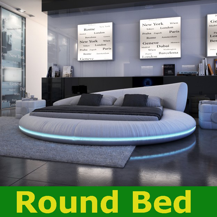 現代のラウンドベッドledライトベッド寝室の家具円形ベッドフレーム-ベッド問屋・仕入れ・卸・卸売り