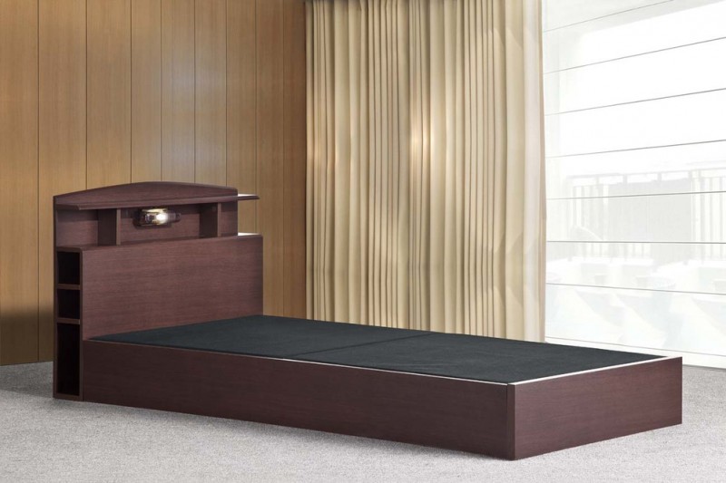 茶色の色木製ヘッドボードベッド付きledライト斬新なデザインの寝室の家具-ベッド問屋・仕入れ・卸・卸売り