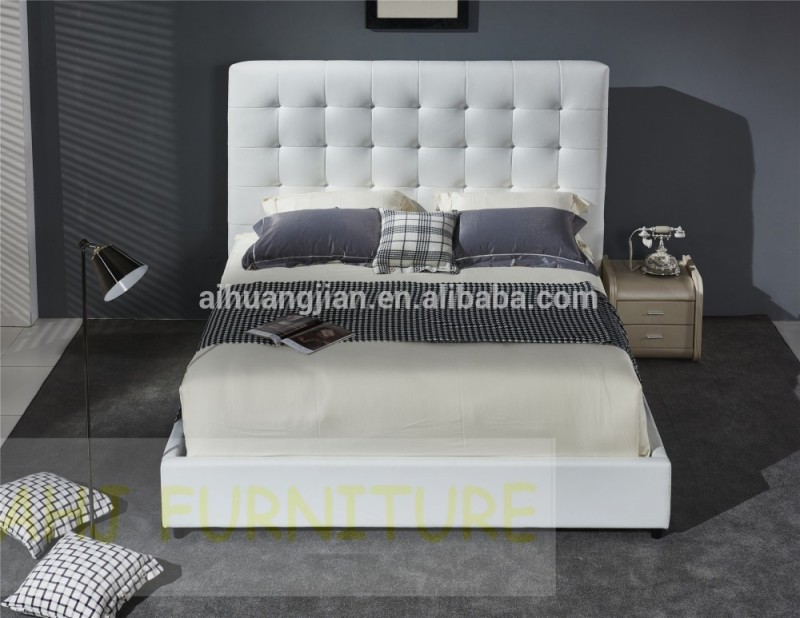 白い色本革のベッド、 イタリアンレザーベッドフレーム、 現代の革のベッドキングサイズのy89トップグレインレザー-ベッド問屋・仕入れ・卸・卸売り
