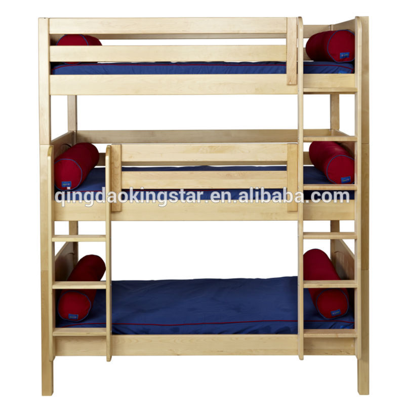 無垢材の子供二段ベッド3層ks-bb011-ベッド問屋・仕入れ・卸・卸売り