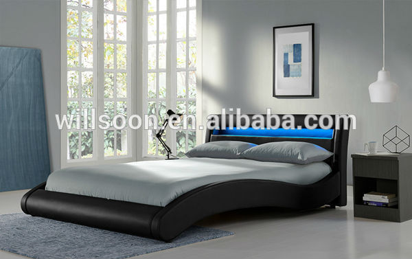最新の寝室の家具デザインフェイクレザーダブルサイズヘッドボードledベッド1897-1-ベッド問屋・仕入れ・卸・卸売り