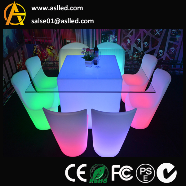 レストラン16色led照明リモコン付椅子とテーブル-プラスチックテーブル問屋・仕入れ・卸・卸売り