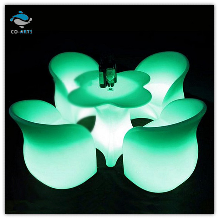 新しいデザイン2013梅の花ledのテーブル/バーの椅子/家庭用led灯-プラスチック家具セット問屋・仕入れ・卸・卸売り