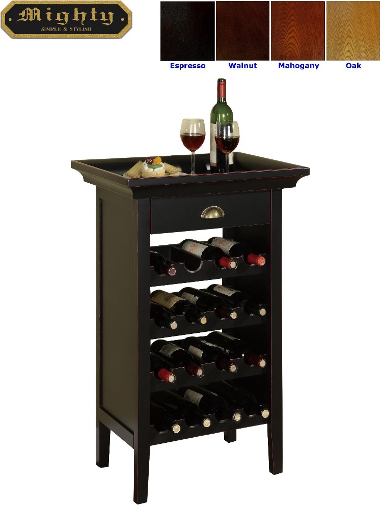 16ボトルワイン収納ラック黒ビュッフェバー高さテーブル-木製テーブル問屋・仕入れ・卸・卸売り