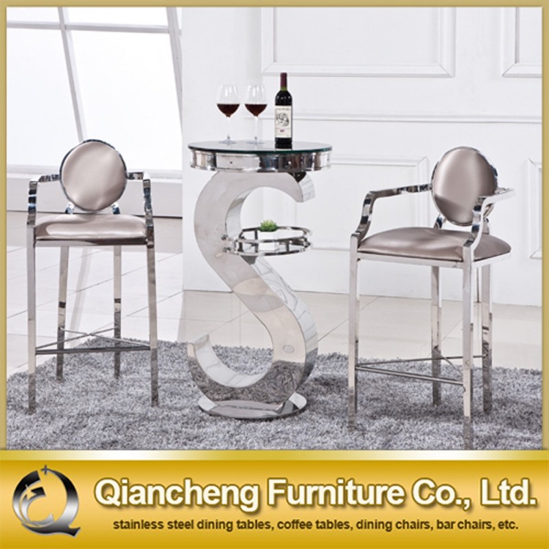 ナイトクラブメタルs形状バーテーブルと椅子-金属製家具セット問屋・仕入れ・卸・卸売り