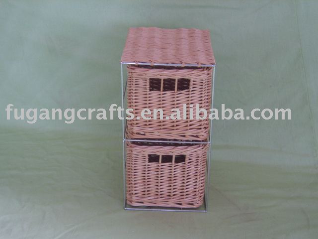 柳細工の引出しが付いている木製の箱-リビング用キャビネット問屋・仕入れ・卸・卸売り
