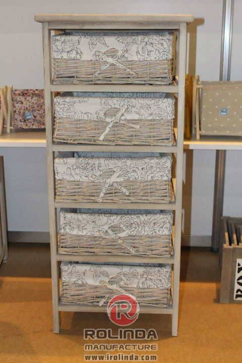 ストレージバスケット付き5層家庭用収納キャビネット-リビング用キャビネット問屋・仕入れ・卸・卸売り