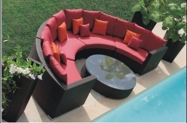 ガーデンラウンドのパティオのソファ断面半円形の籐家具のパティオ-その他屋外用家具問屋・仕入れ・卸・卸売り